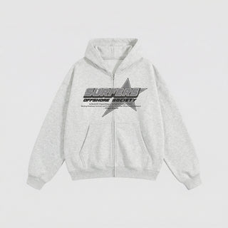 Surfersclub "Offshore Society" Heavyweight Zip-Up Hoodie Grey