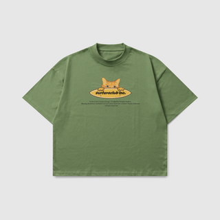 Surfer Cat — Boxy Oversize Tişört Adaçayı Yeşili